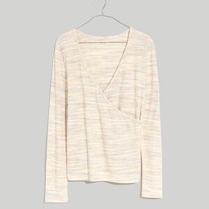 NWT! Madewell Space Dye Faux Wrap Top Long Sleeve Sweater Soft Rainbow Small